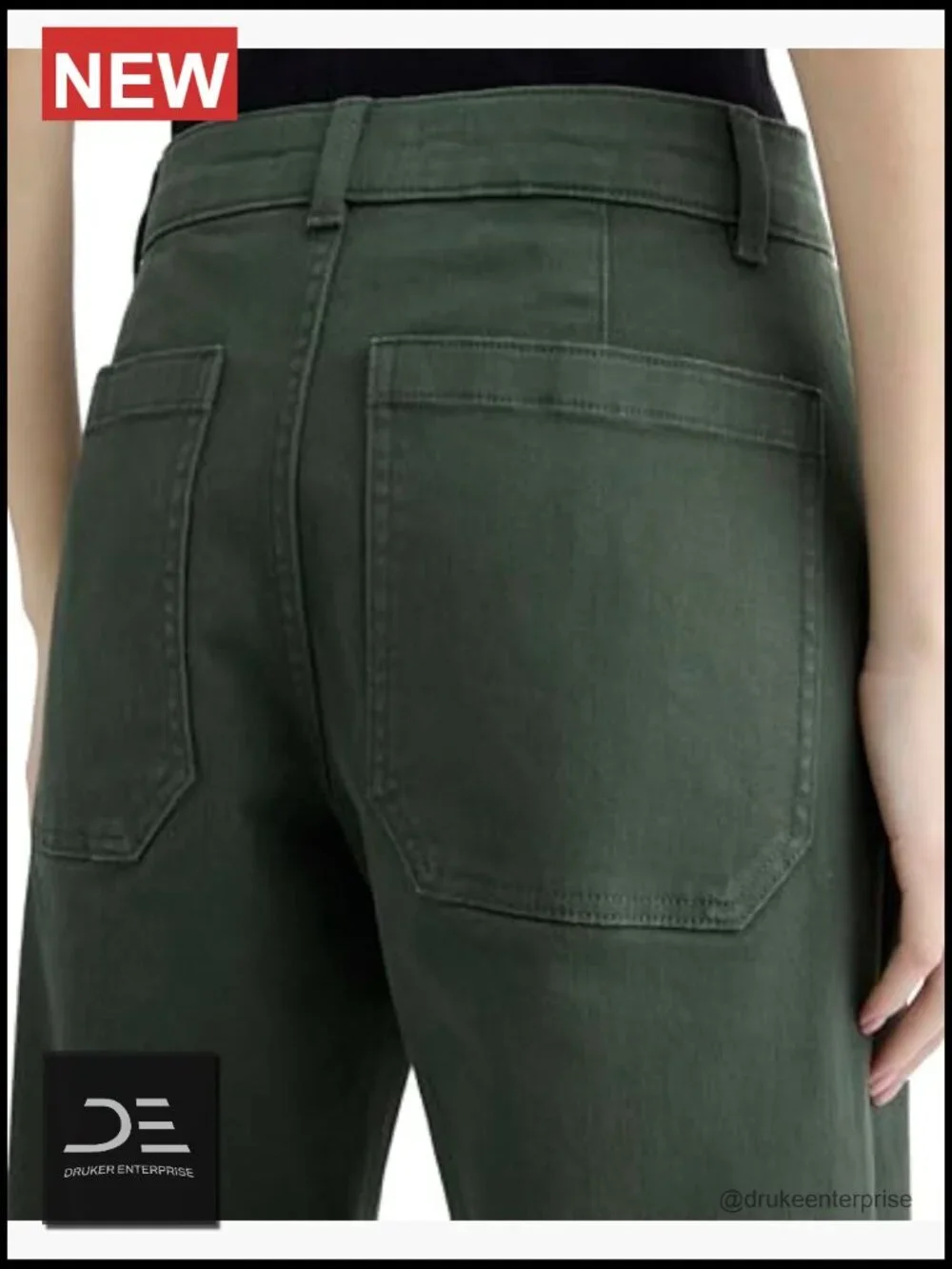 High-Rise Straight Leg Utility Pants Organic Cotton Twill